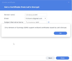 lets encrypt certificates on Synology NAS